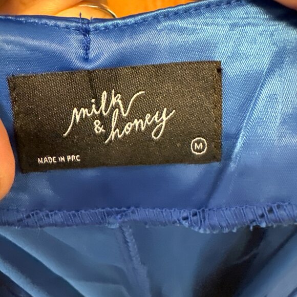 NEW Milk & Honey Blue High Waist Pencil Skirt w/ Slit M Medium NWT - Picture 10 of 10